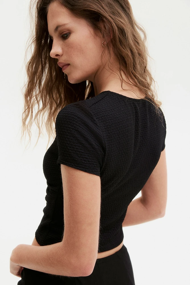 Bead-Detail Ruched Top