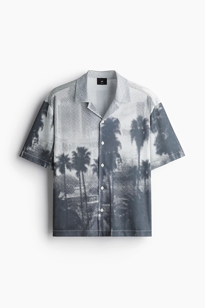 Loose-Fit Mesh Resort Shirt