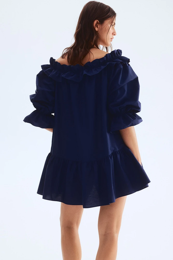 Robe épaules nues en popeline