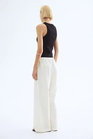 Straight linen-blend trousers