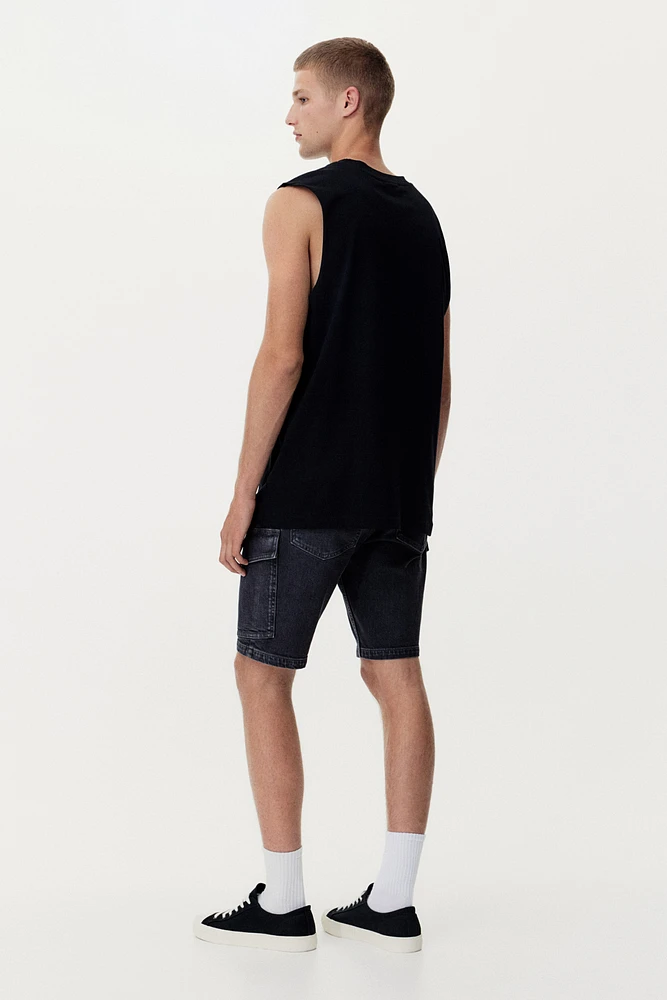 Slim Denim Cargo Shorts