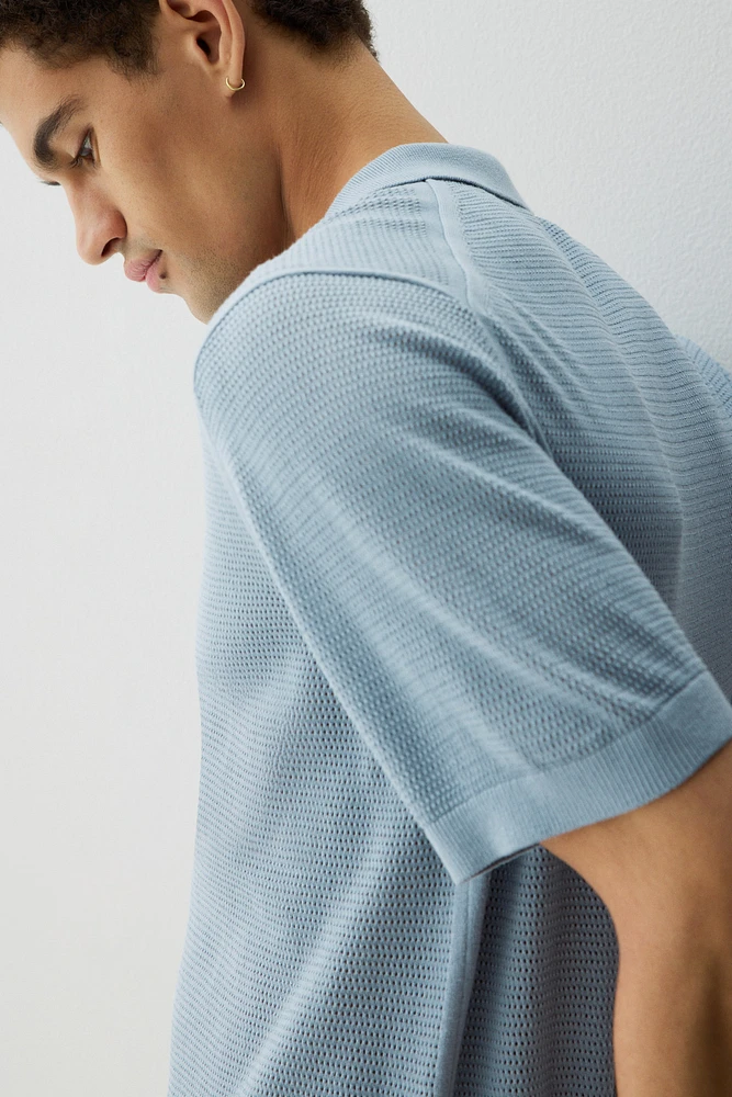 Regular-Fit Hole-Knit Polo Shirt