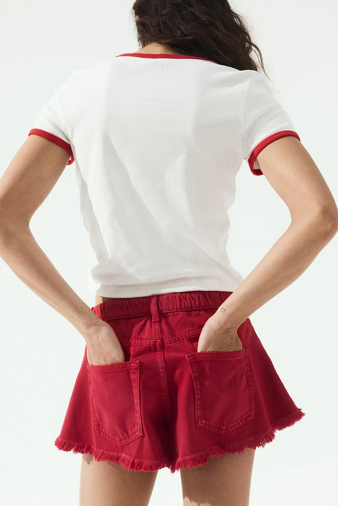 Frayed-Edge Denim Shorts