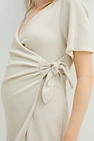 MAMA Crinkled Wrap Dress