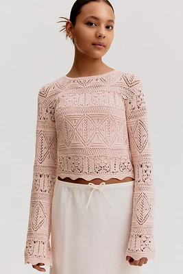 Pointelle-Knit Short Top