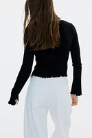 Ribbed Top with Overlocked Trim