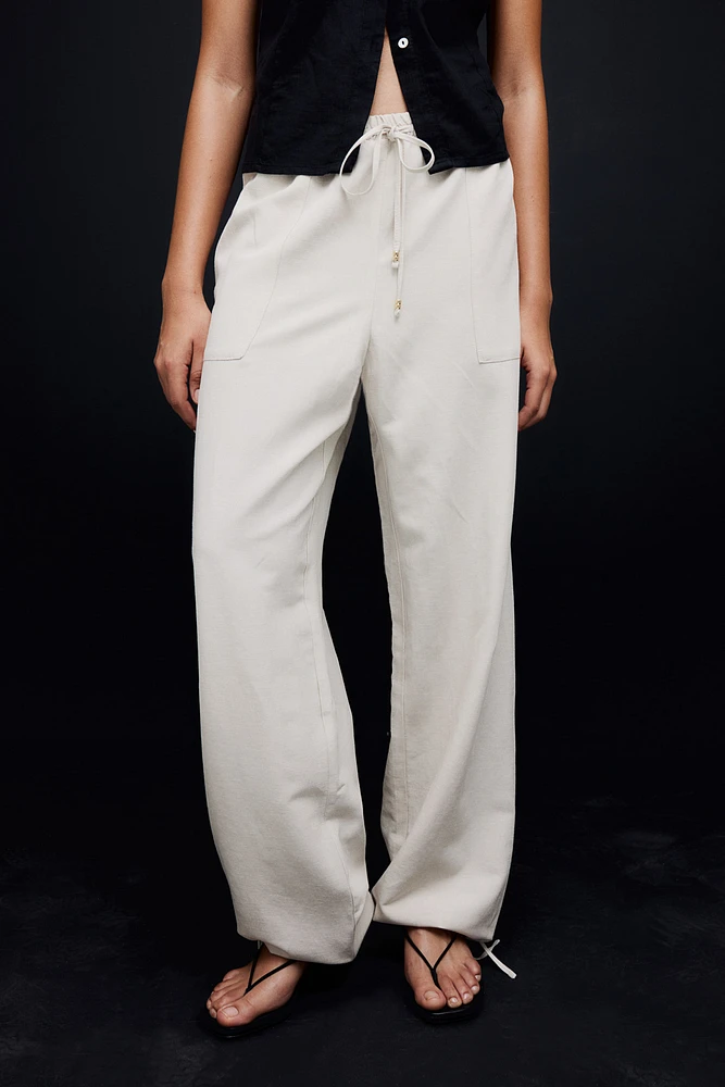 Linen-blend Pull-on Pants