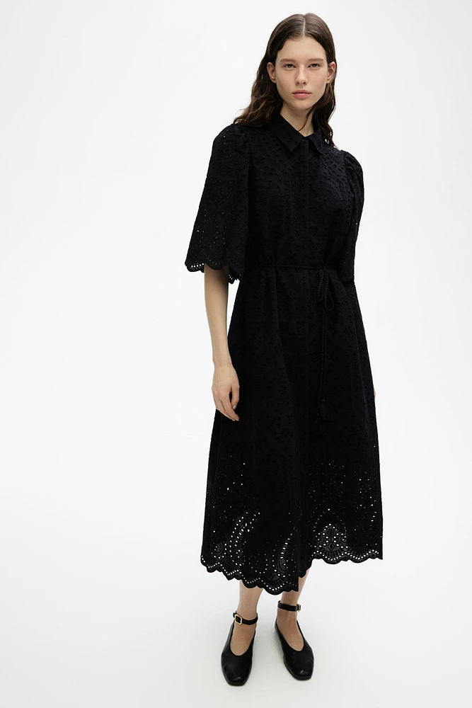 Eyelet Embroidered Shirt Dress