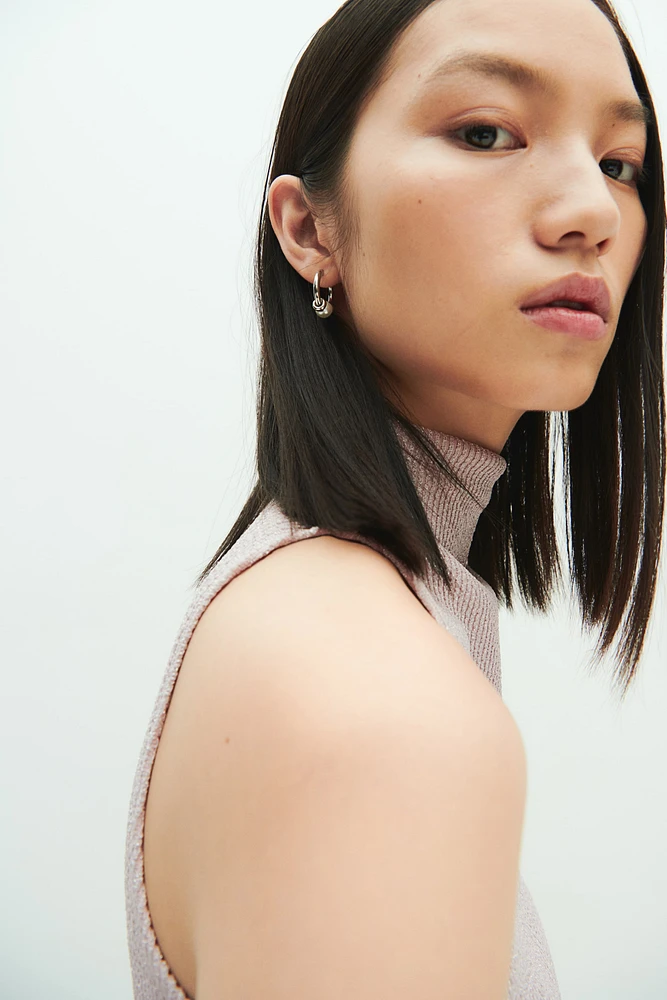 Glittery Mock Turtleneck Sleeveless Top