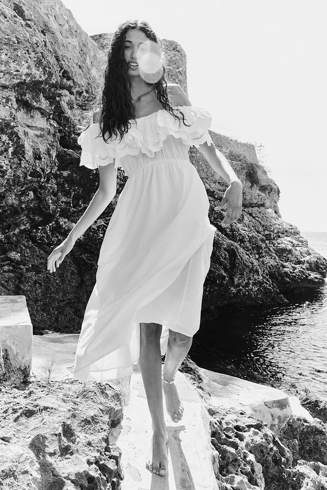 Off-the-shoulder Cotton Dress