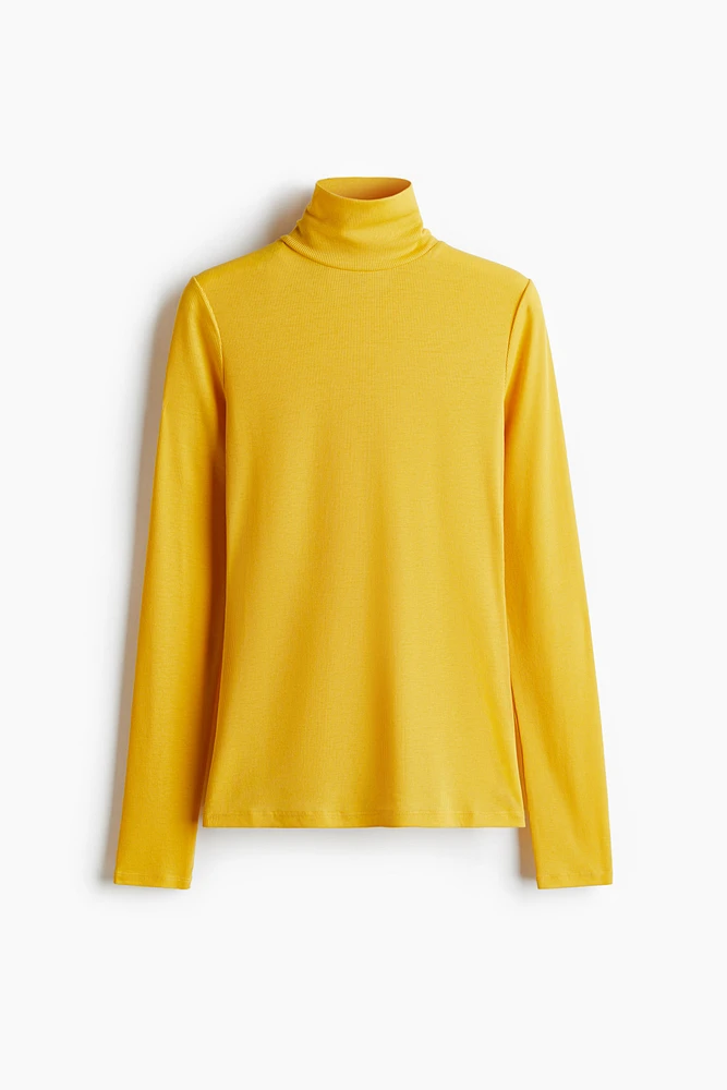 Rib-Knit Mock Turtleneck Top