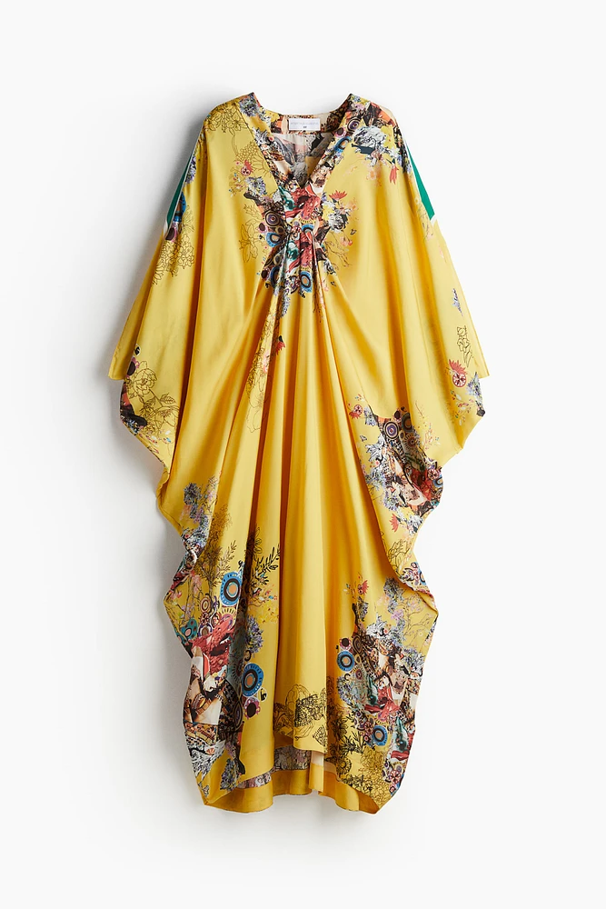 Silk-Blend Floral-Motif Kaftan Dress