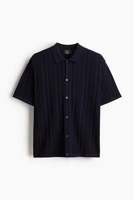 Regular Fit Pointelle-knit Shirt