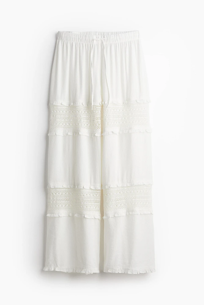 Lace-inset Crêpe Pants