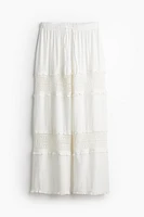 Lace-inset Crêpe Pants