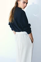 Linen-Blend Crop Pants