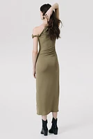 Twist-Detail One-Shoulder Dress