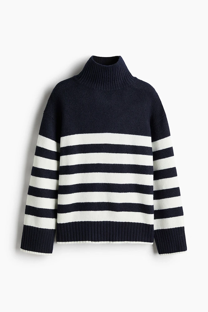 Fine-Knit Mock Turtleneck Sweater