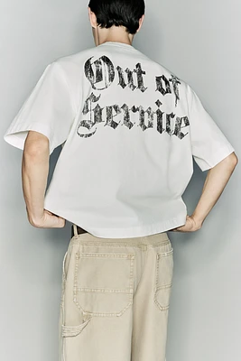 Oversized Fit Vintage-Look Printed T-Shirt