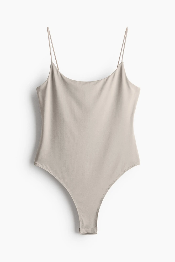 Thong Bodysuit with Narrow Shoulder Straps