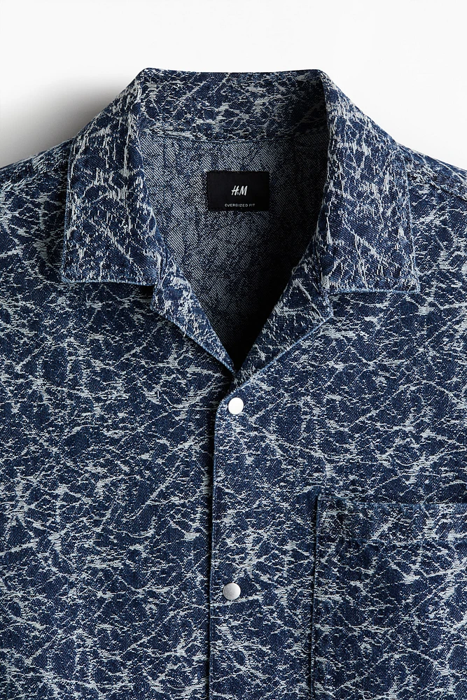 Oversized-Fit Patterned Denim Shirt