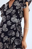 Patterned Wrap-Front Dress