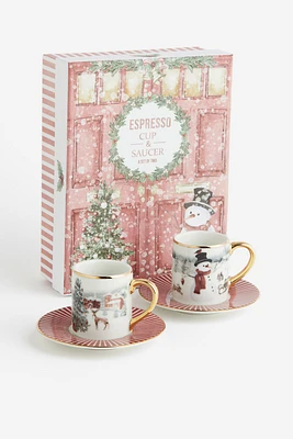 Coffret-cadeau 2 tasses à expresso avec soucoupe