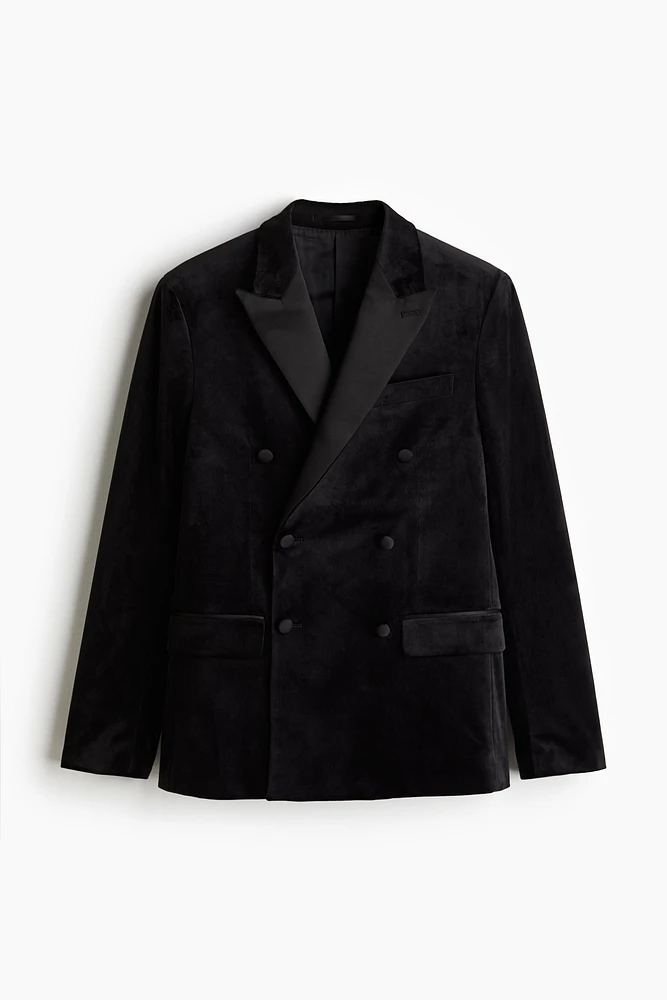 Regular Fit Double-Breasted Velvet Tuxedo Jacket