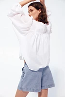 MAMA Drawstring Denim Shorts
