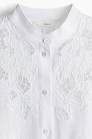 Linen-Blend Blouse with Eyelet Embroidery