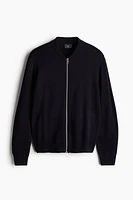 Slim Fit Bomber-Style Fine-Knit Cardigan