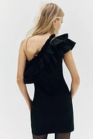 Ruffle-Trimmed One-Shoulder Dress