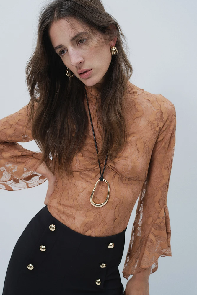 Mock Turtleneck Lace Top