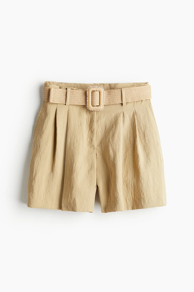 Belted Twill Shorts