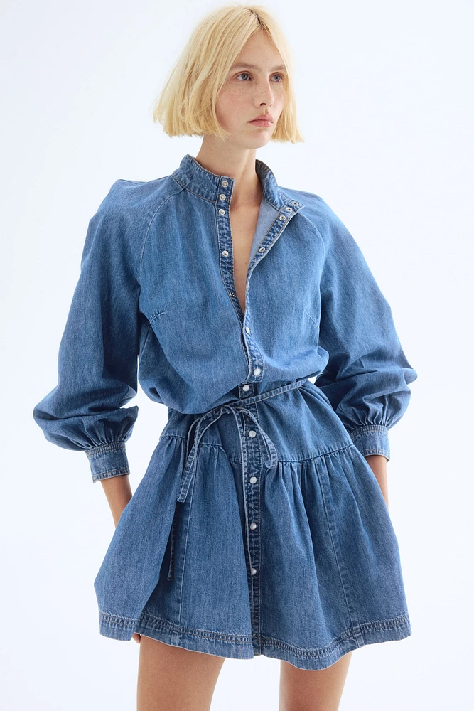Tie-Belt Denim Dress