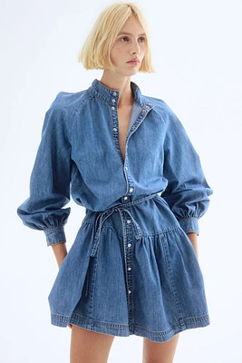 Tie-Belt Denim Dress