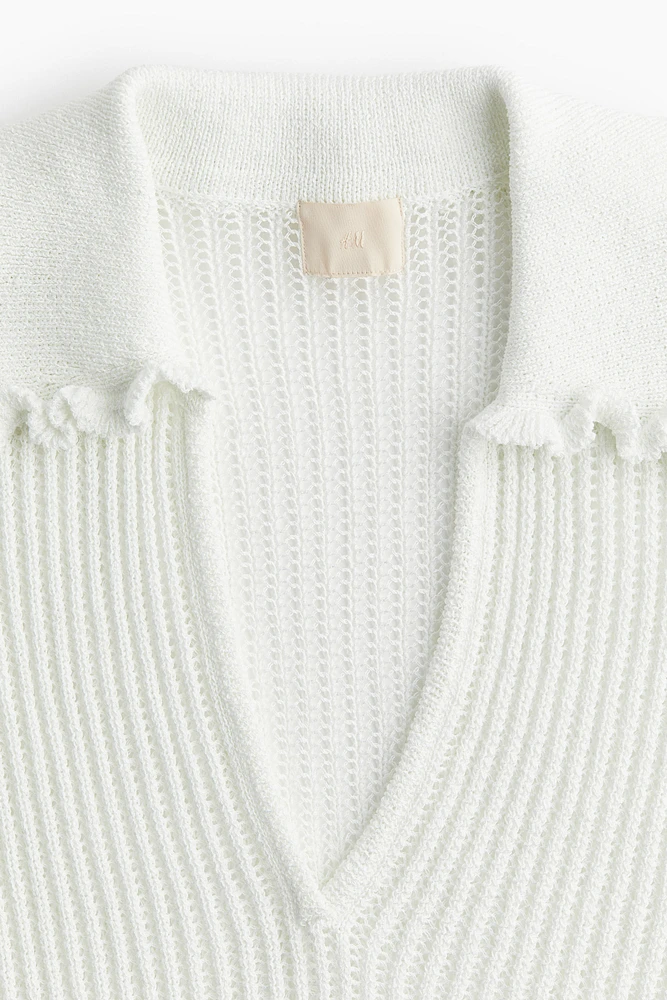 Rib-knit Top with Collar