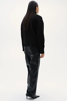 Fine-Knit Mock Turtleneck Sweater