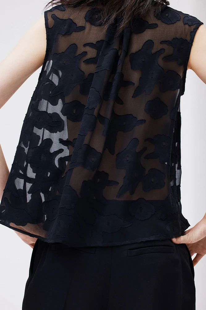 Jacquard-weave Sleeveless Blouse