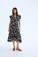 Patterned Wrap-Front Dress