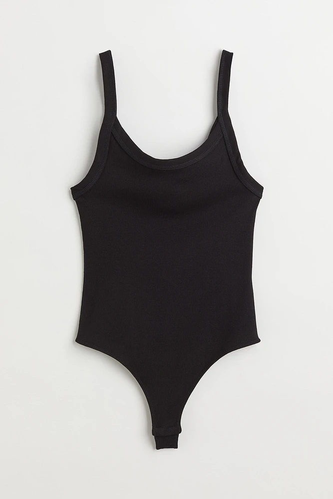 Ribbed Jersey Thong Bodysuit