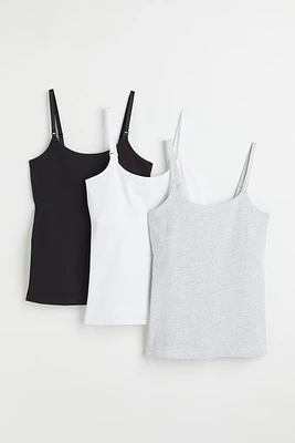 MAMA Lot de 3 hauts d'allaitement bretelles fines