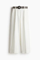 Linen-Blend Pants with Belt