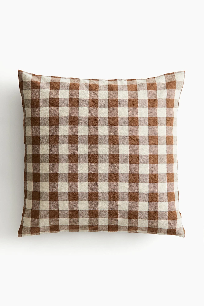 Gingham-Checked Cotton Cushion Cover