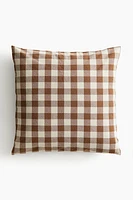 Gingham-Checked Cotton Cushion Cover