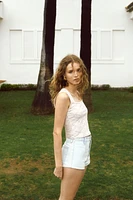 Picot-Trimmed Sleeveless Top