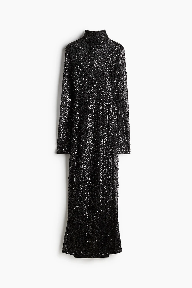 Long Sequined Net Dress