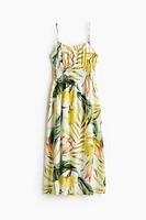Smocked-Detail Poplin Dress