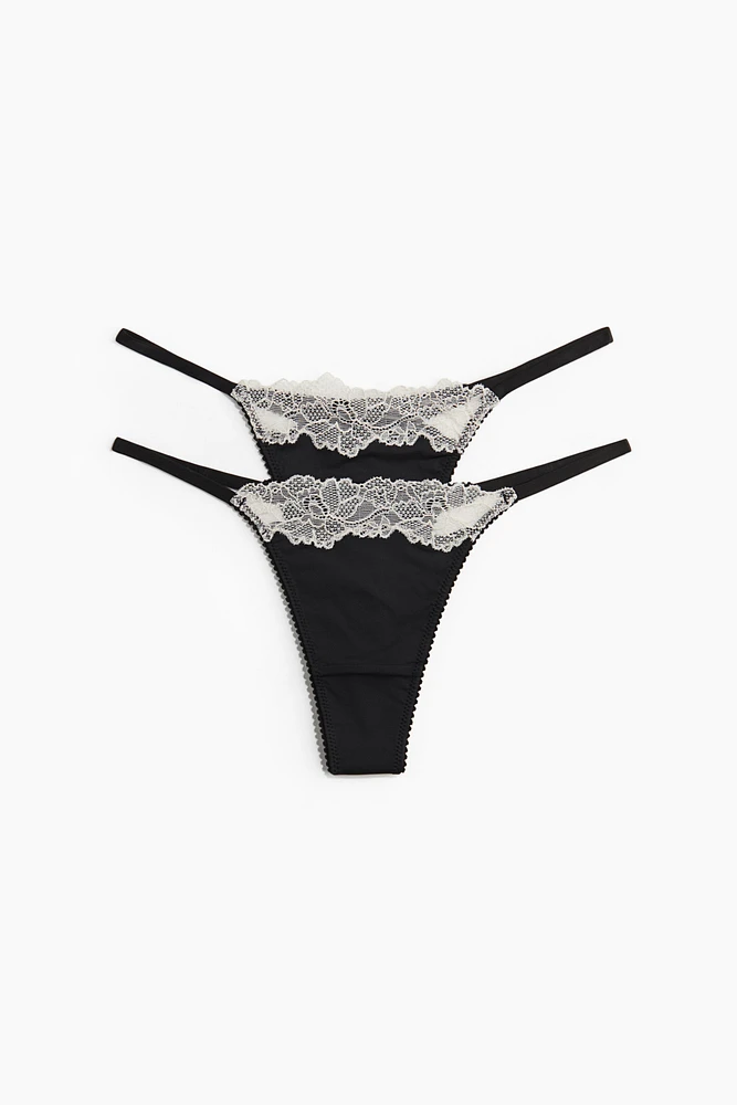 2-Pack Microfiber and Lace Thong Briefs