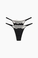 2-Pack Microfiber and Lace Thong Briefs